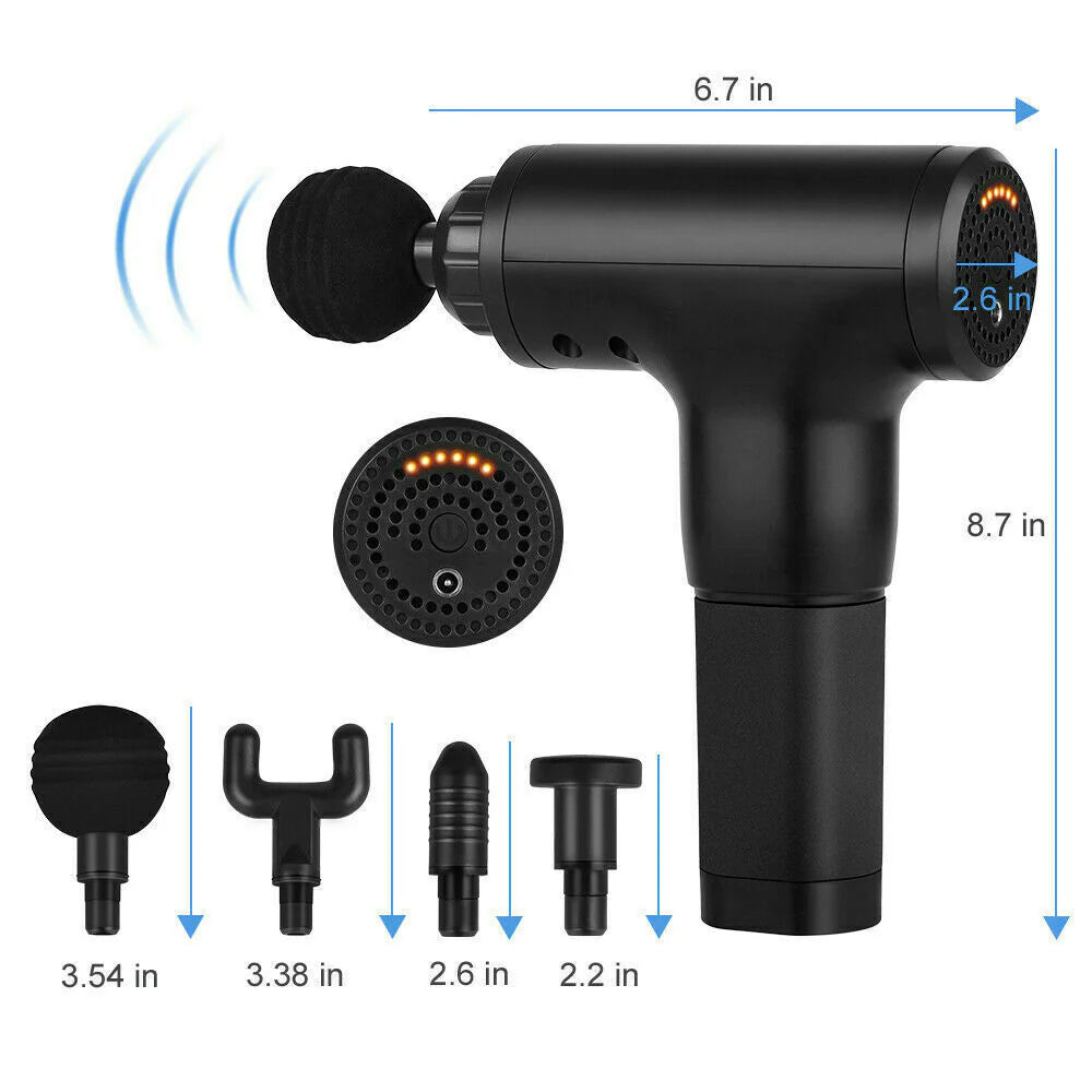Percussion Massage Gun – Deep Tissue Muscle Massager with 4 Interchangeable Heads for Relaxation & Recovery