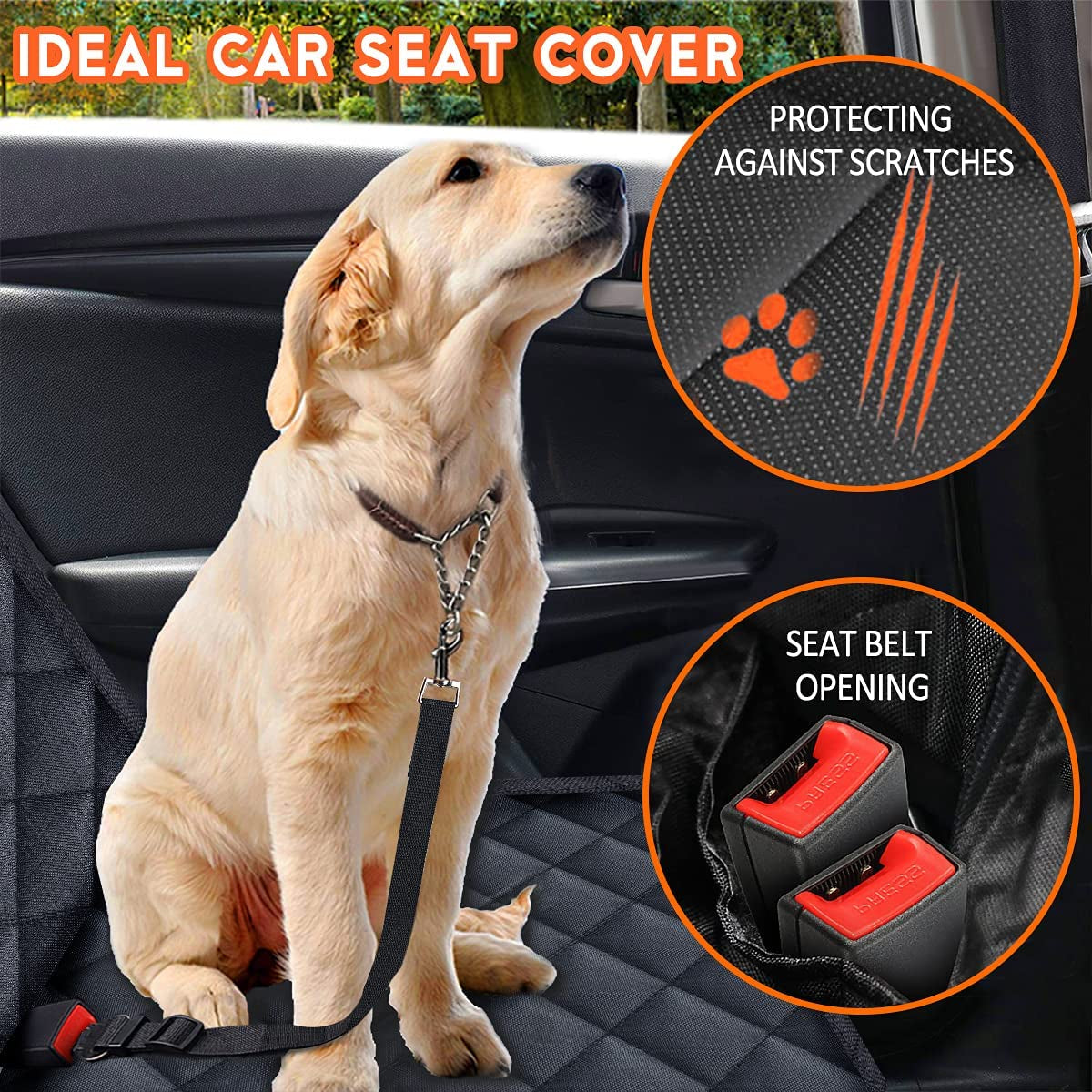 Dog Car Seat Protector – Waterproof, Nonslip, Universal Fit