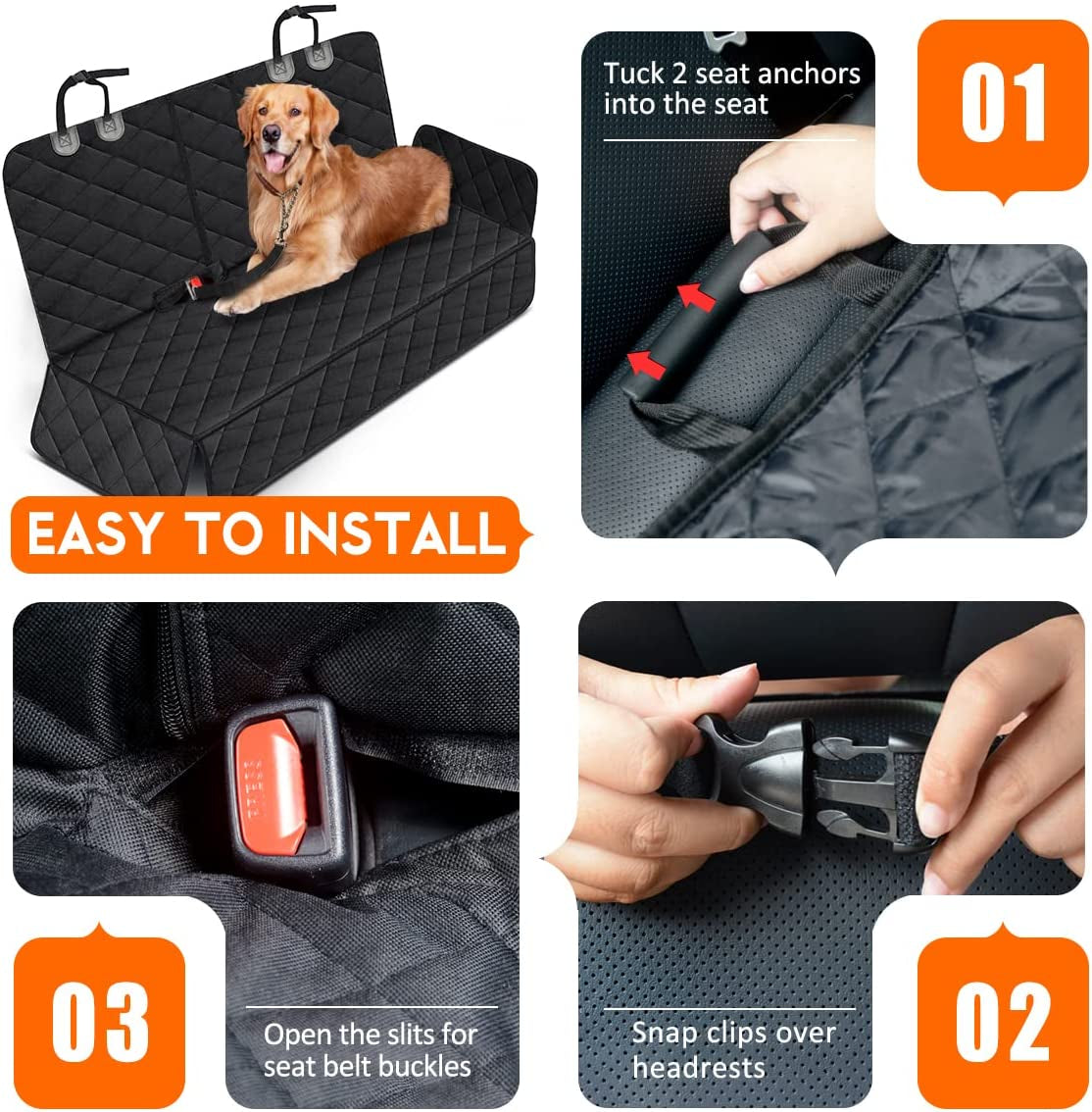 Dog Car Seat Protector – Waterproof, Nonslip, Universal Fit