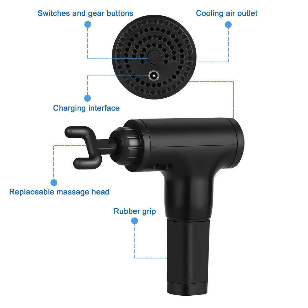 Percussion Massage Gun – Deep Tissue Muscle Massager with 4 Interchangeable Heads for Relaxation & Recovery