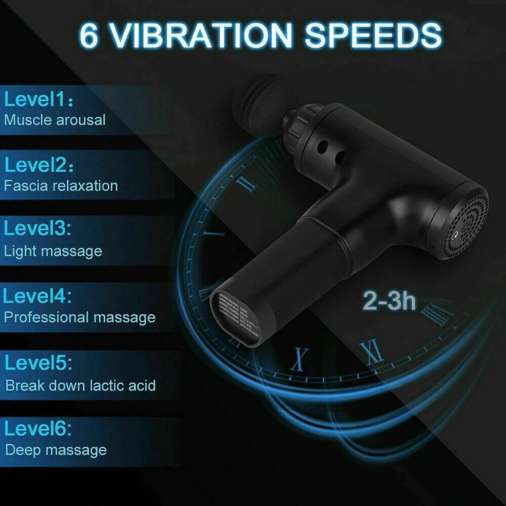 Percussion Massage Gun – Deep Tissue Muscle Massager with 4 Interchangeable Heads for Relaxation & Recovery