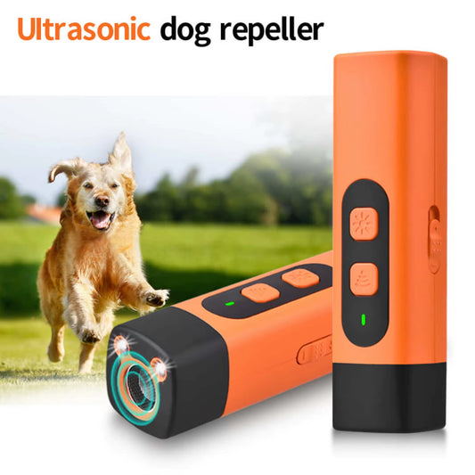 Rechargeable Ultrasonic Dog Repeller & Training Device with LED Flashlight